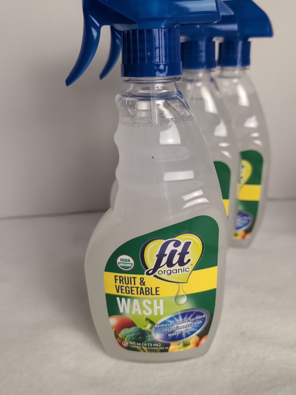 4x FIT Organic Fruit and Vegetable Wash Spray Bottle, Clear, 16 Fl Oz Ea Eco-fri