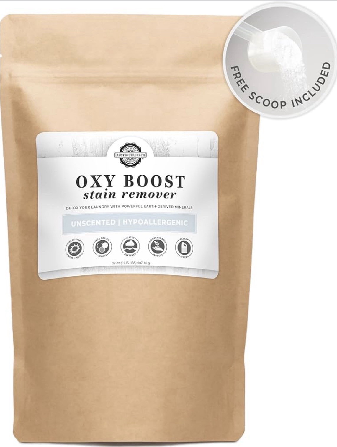 Rustic Strength-Natural Oxy Boost Stain Remover-Powdered-Color Safe-2lb. Bag