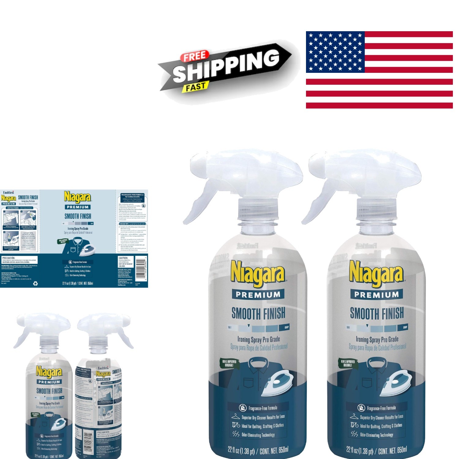 Two Pack Non Aerosol Spray Starch 22 Ounce Reduces Ironing Time Eco Friendly