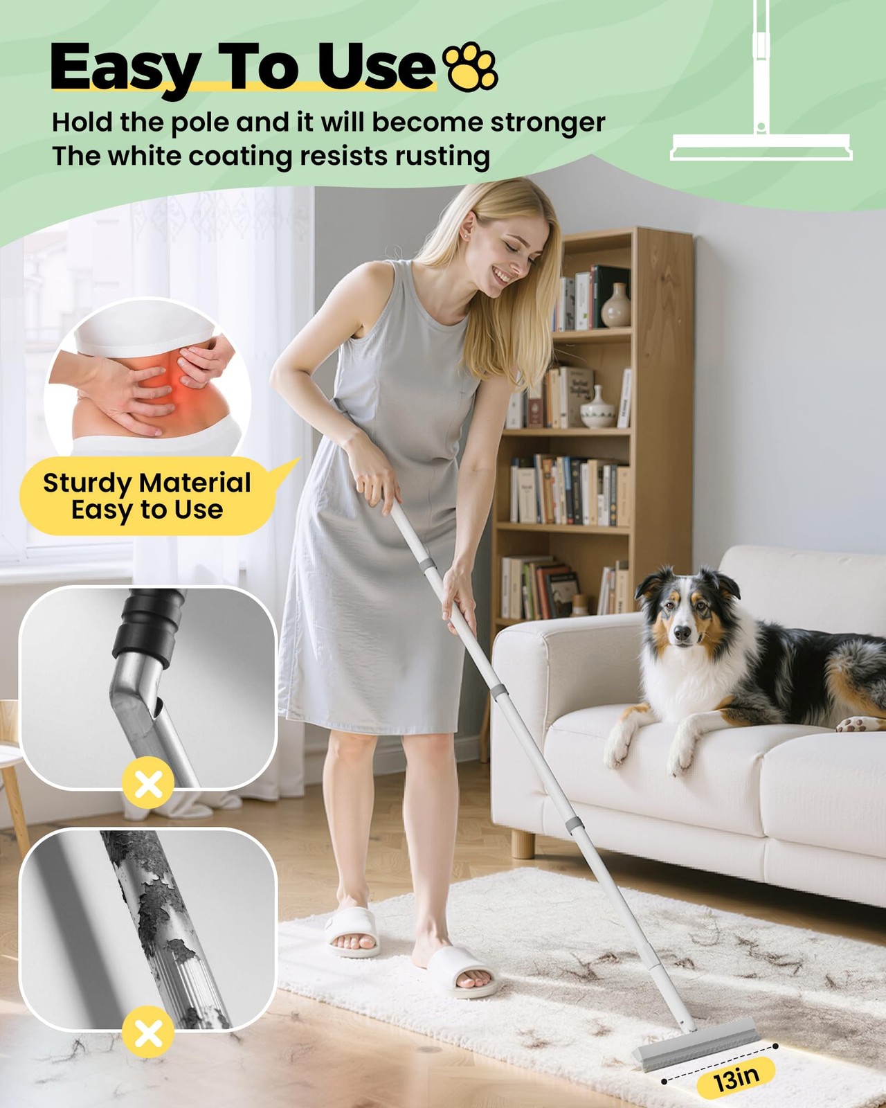 Carpet Rake for Pet Hair Removal Tool – 4 in 1 Pet Hair Remover Kit for Dog C…