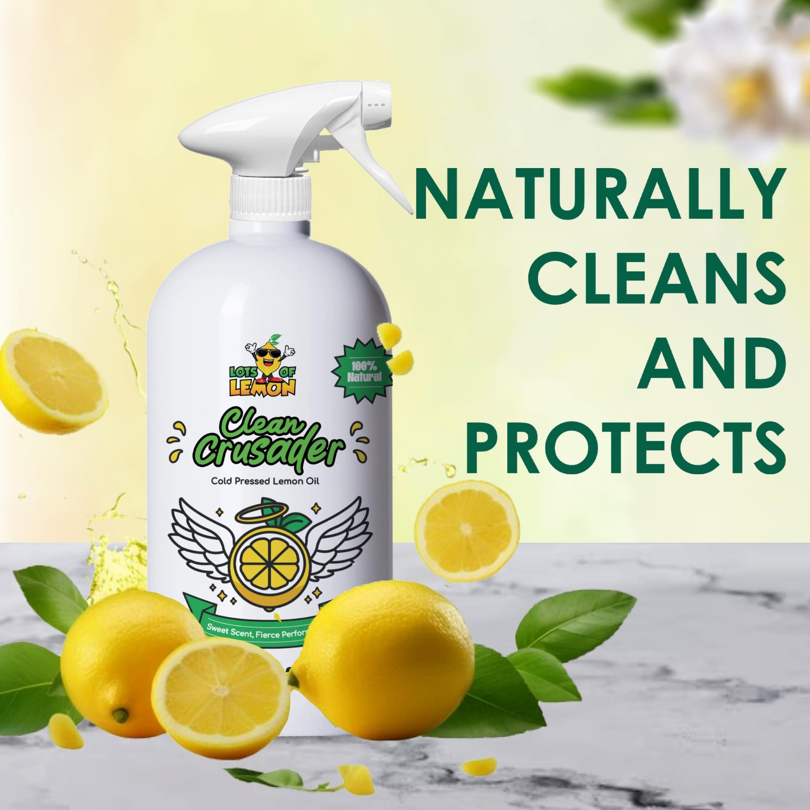 – Clean Crusader Cold Pressed Lemon Oil All Purpose Cleaning Spray for Kitche…