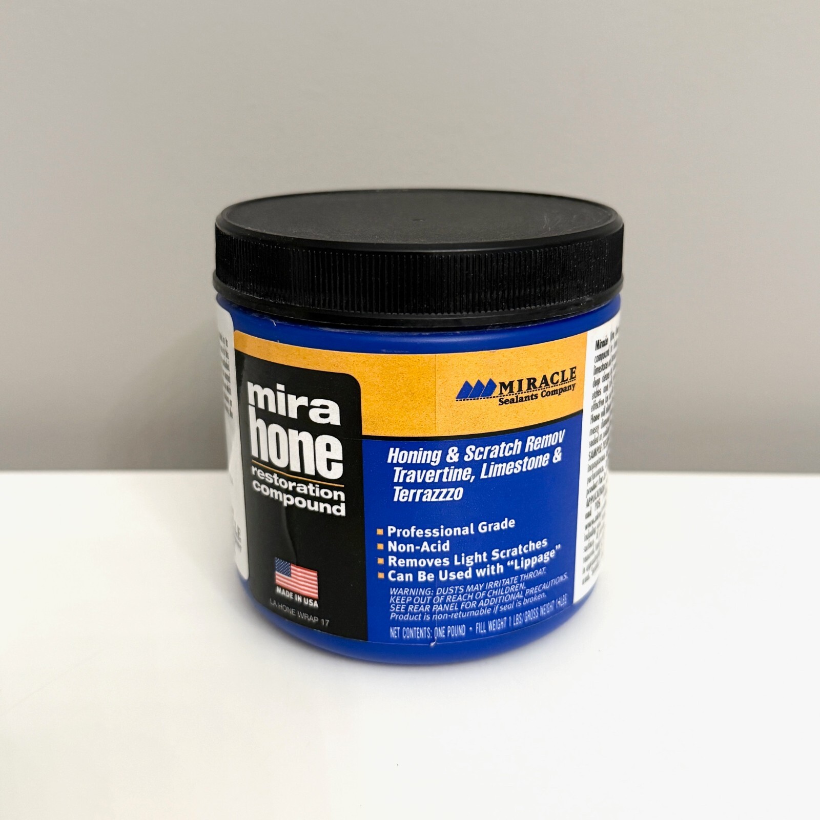 MIRACLE SEALANTS MIRA HONE RESTORATION COMPOUND 1LB FOR NATURAL STONE SURFACES