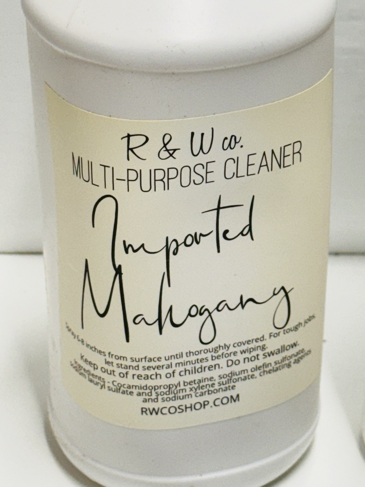 R & W Co Multi Purpose Cleaner Mop Soap & Room Spray Imported Mahogany Pet Safe