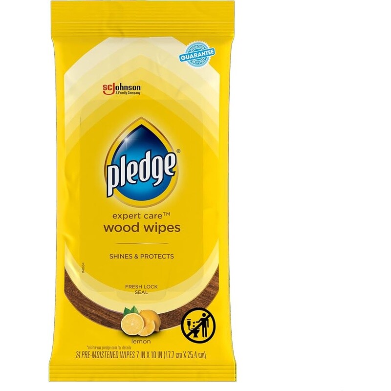 Wood Wipes Lemon Scented Polish Shine Protect Sealed Surfaces 24 Count New