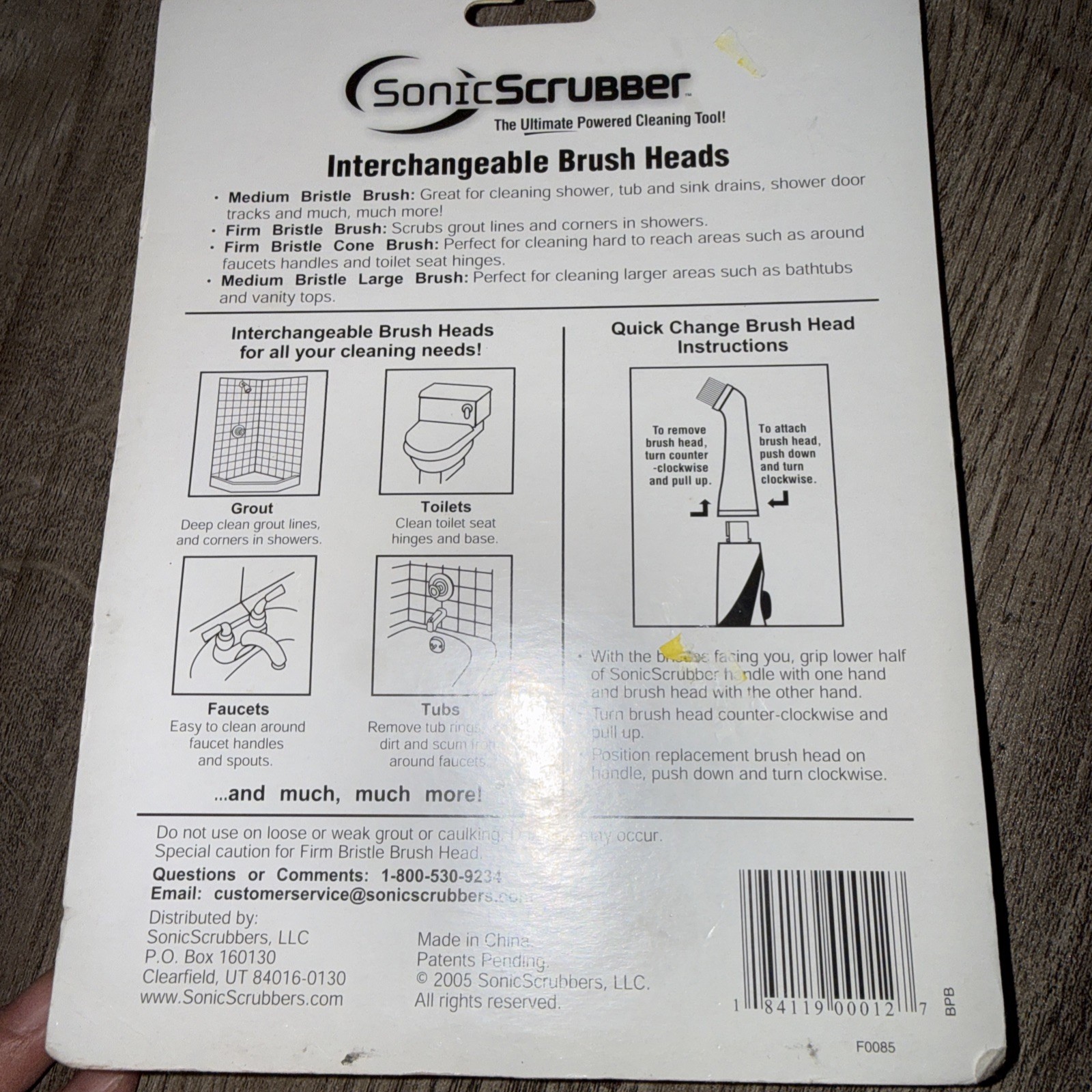 Sonic Scrubber Power Cleaner Interchangeable Brush Heads Bathroom Cleaning Tool