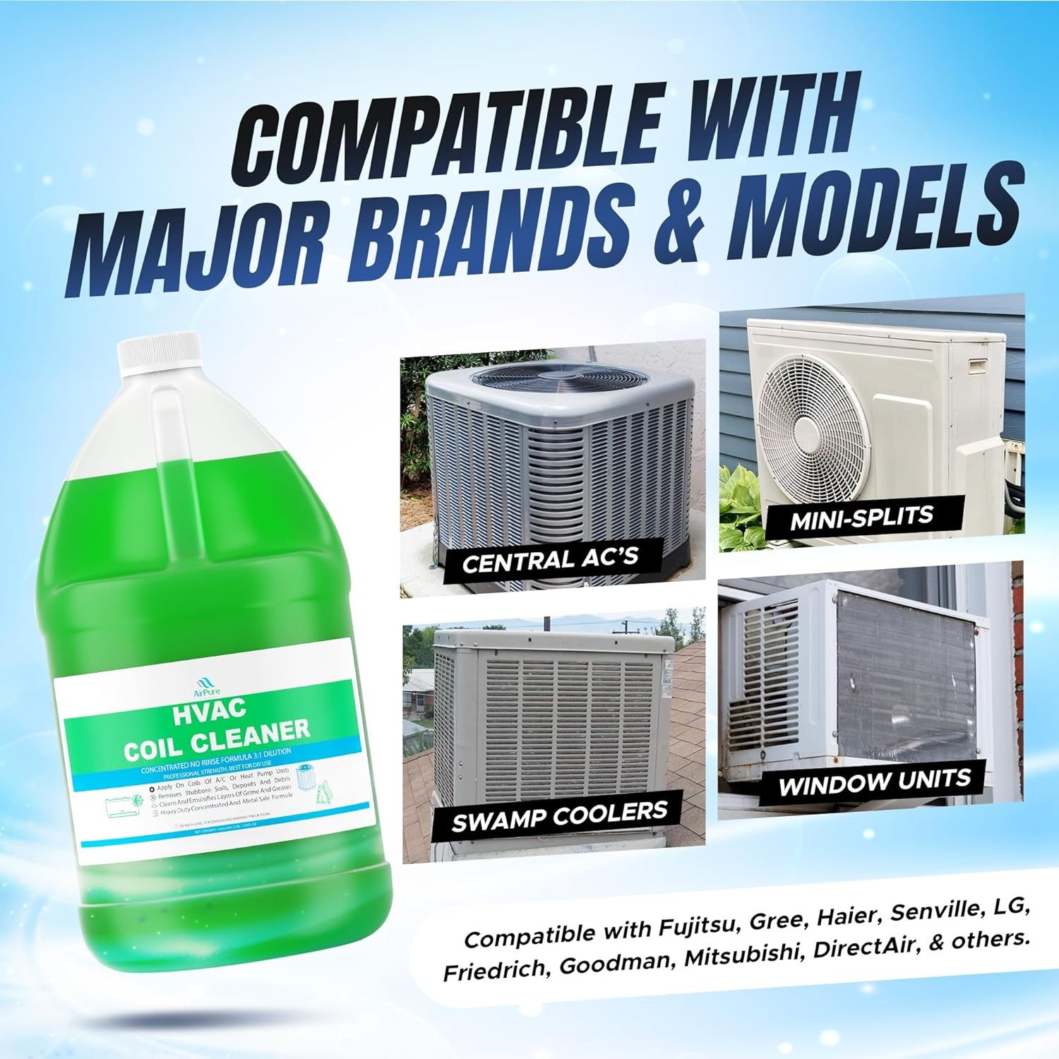 AC Evaporator Coil Cleaner 1 Gallon 3.78L No Rinse Coil Cleaner Metal Safe