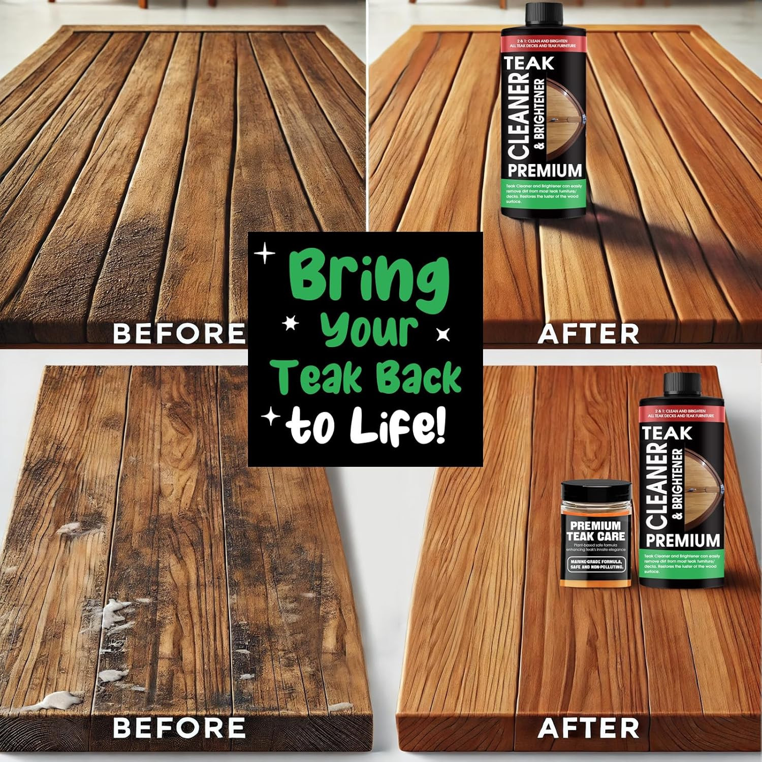 Teak Cleaner and Brightener Kit – Teak Cleaner for Wood Outdoor Furniture. Ideal