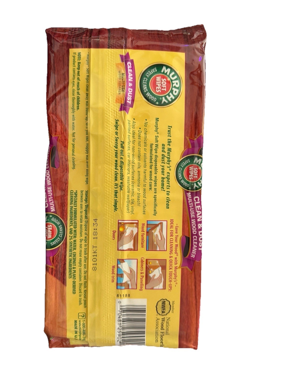Murphy Clean & Dust Multi-Use Wood Cleaning Wet Disposable Wipes Pack of 18 NEW