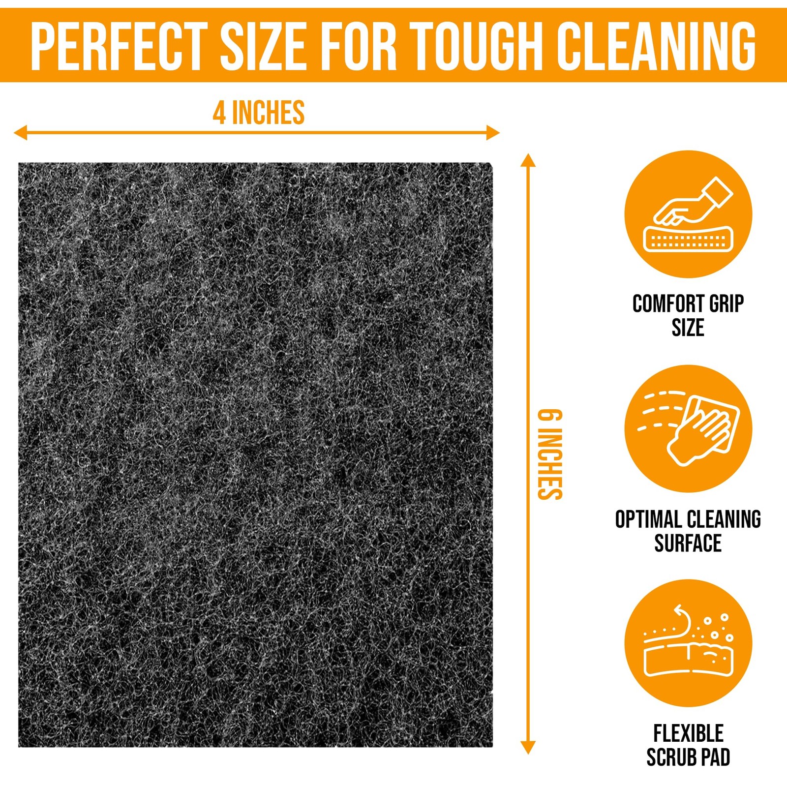 6Pack Heavy Duty Scouring Pads, 6×4 Inch Thick Black Scrub Pads for Pots Pans…