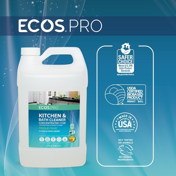 Ecos Pro Pl9746/04 Kitchen And Bathroom Cleaner, Gray, 1 Gal