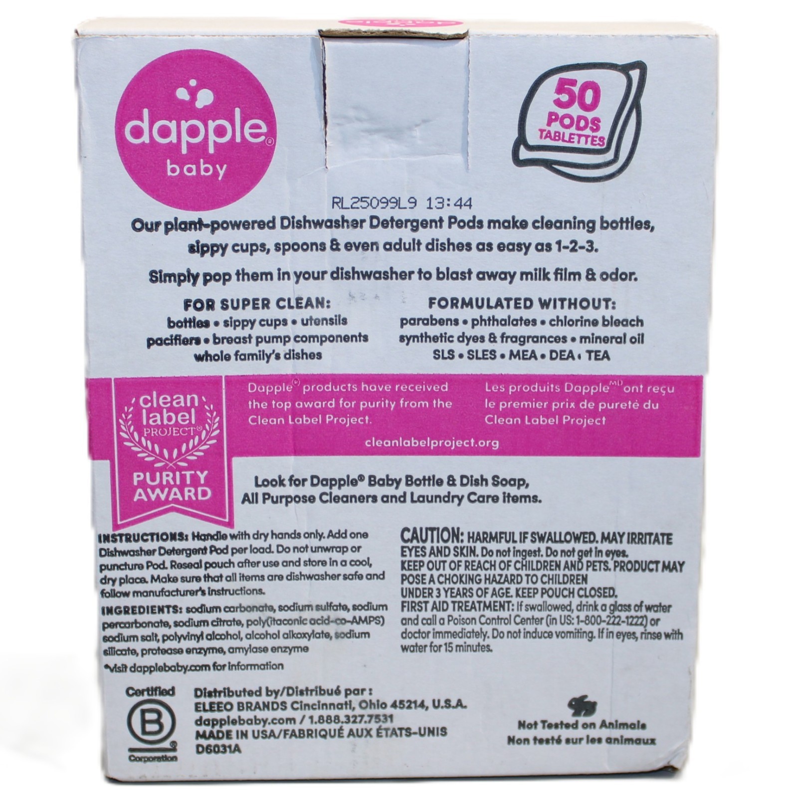 Dapple Baby Dishwasher 50 Pods Hypoallergenic Pods Removes Milk Residue Odor