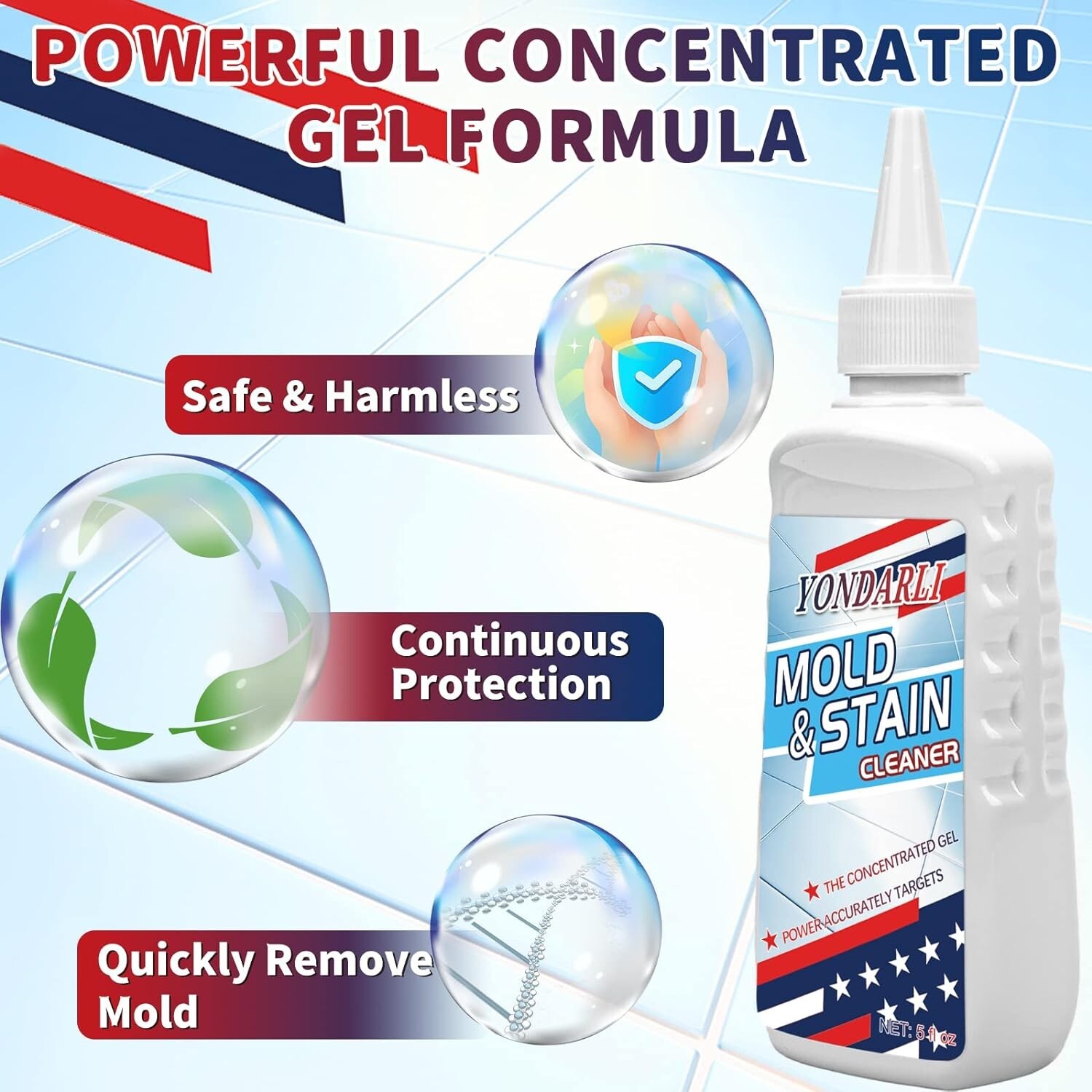 Stain Remover Cleaning Gel for Bathroom Kitchen Sink Tiles 5 oz (3-pk)