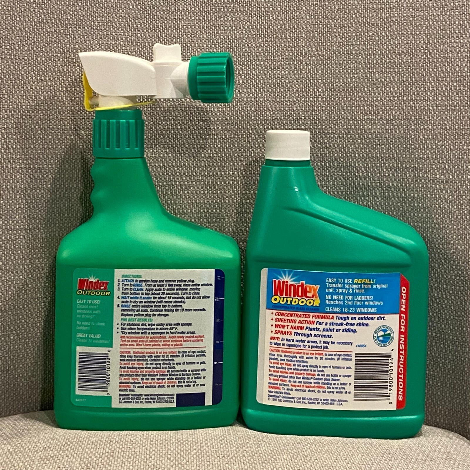 2 Bottles NEW Windex Outdoor Concentrated Glass Cleaner 32 fl oz (64 oz total)