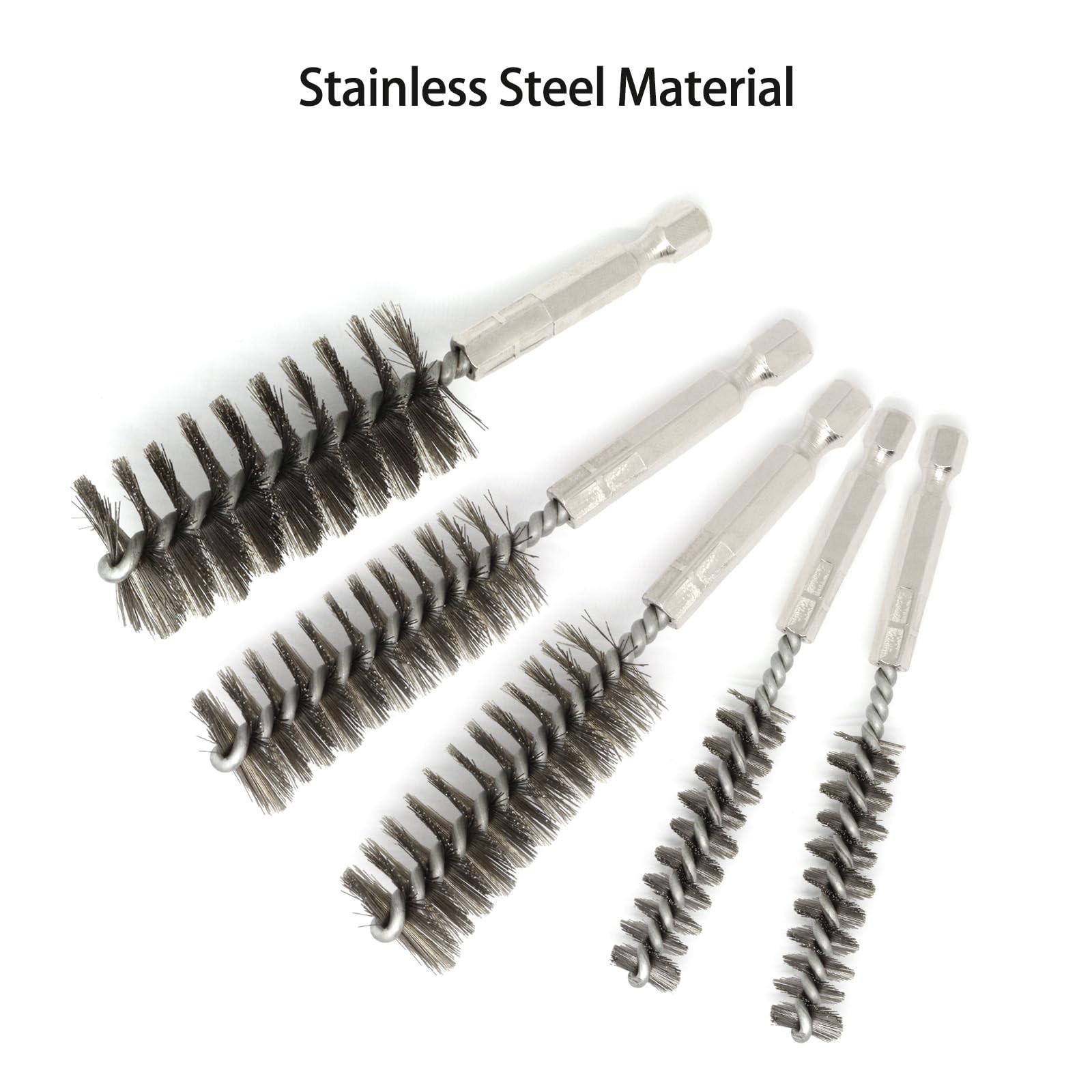 6 Pcs Bore Brush for Drill, 1/4″ Hex Shank Stainless Steel Twisted Wire Brush…