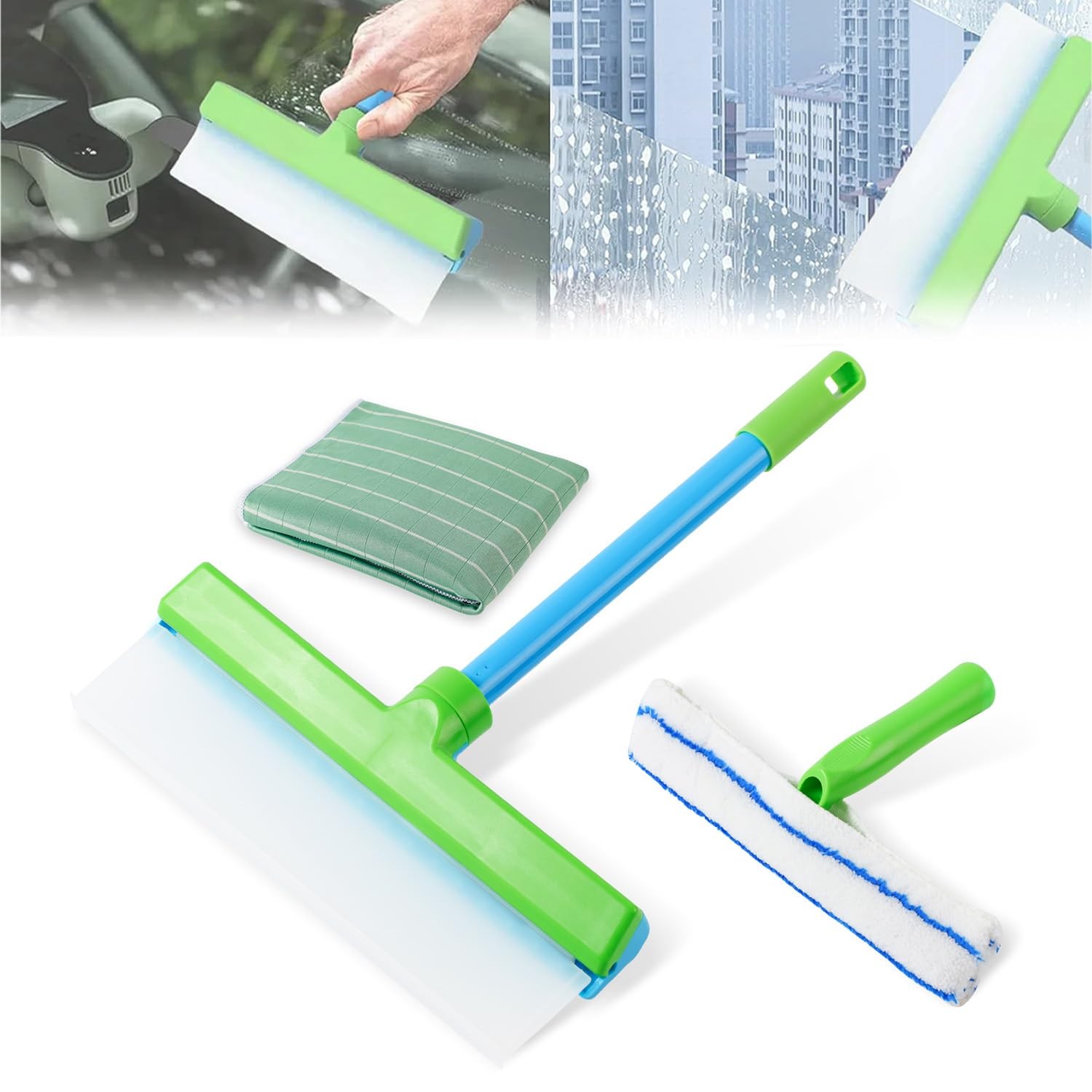 Window Cleaning Kit, Window Squeegee, Recyclable Silicone Window Squeegee Kit, 3