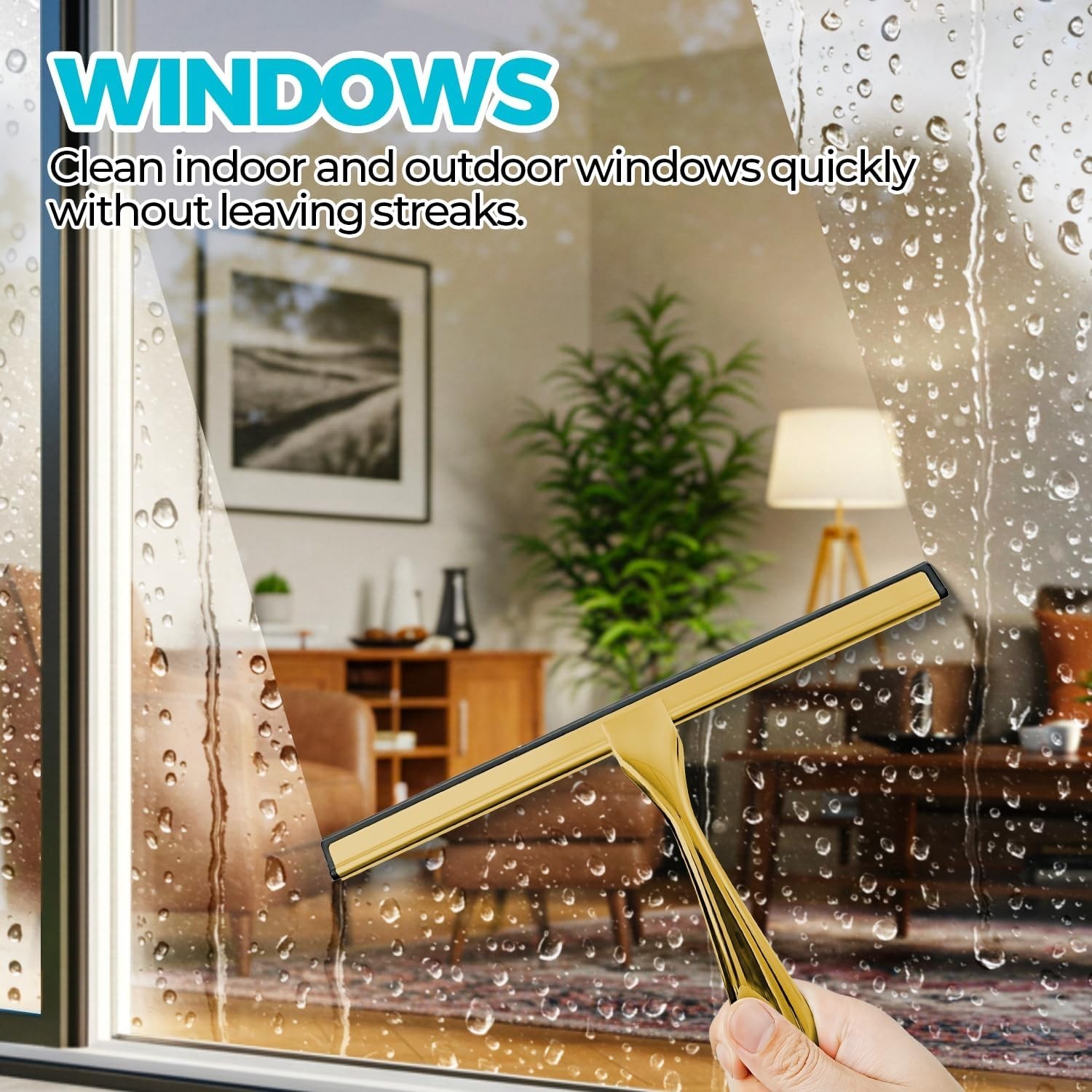 10-Inch Golden All-Purpose Shower Squeegee for Shower Doors Tile Shower Walls