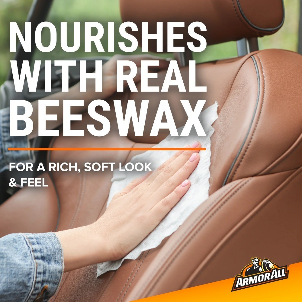 Leather Car Cleaning Wipes With Beeswax, 20 Count