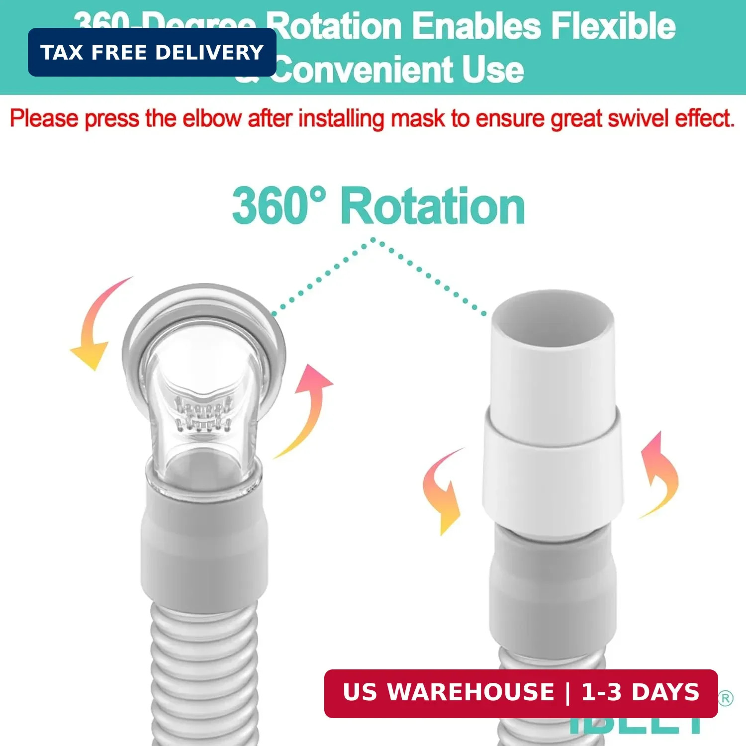 Short Tube Assembly For Swift FX w/ Swivel Elbow Hose Supplies Compatible CPAP