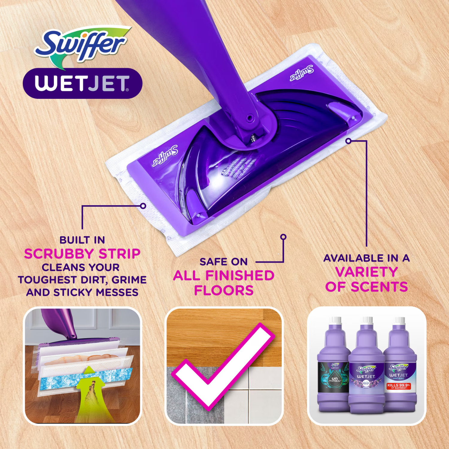 Swiffer Wet Jet Solution Refill, Lavender, 2 x 42.2 fl oz, 2 Pack