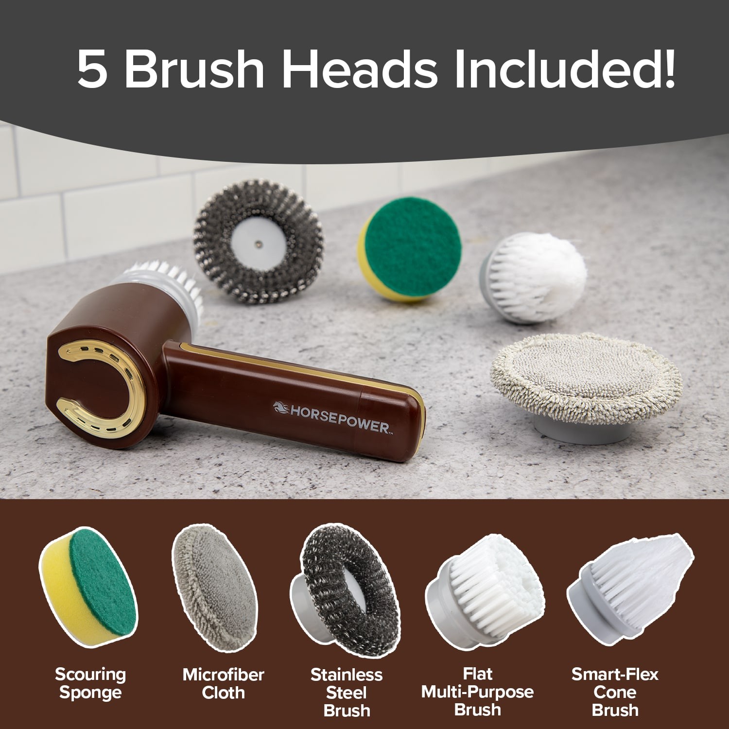 Horsepower Gold Edition Handheld Cordless Rechargeable Spinning Power Scrubber