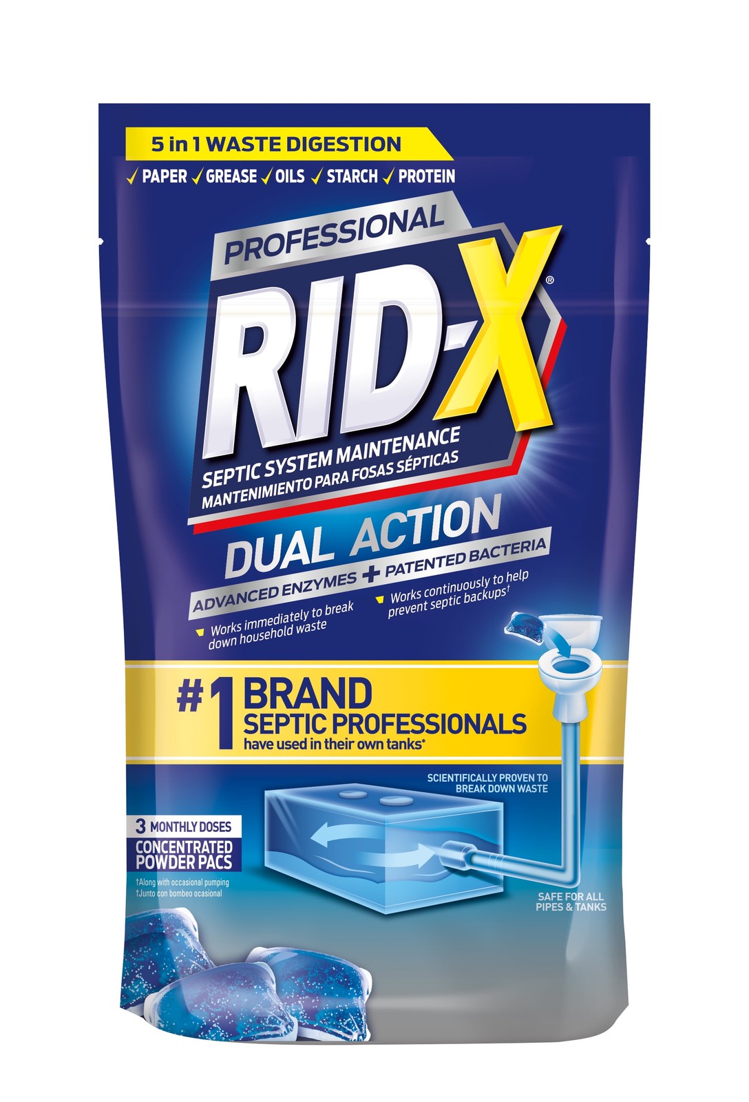 Rid-X Septic Tank Treatment Cleaning Pacs, 3 Count