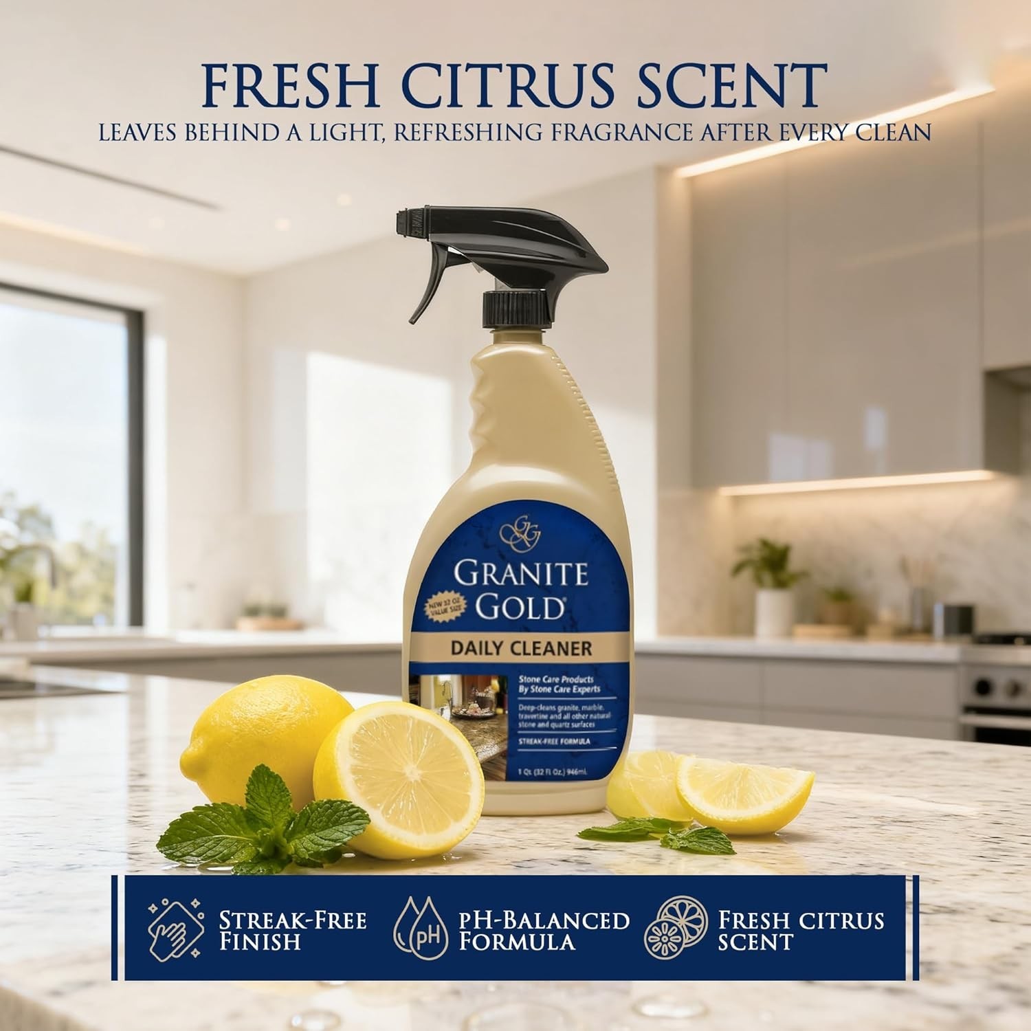 Daily Cleaner for Granite, Marble & Other Natural Stone & Quartz Surfaces, 32…