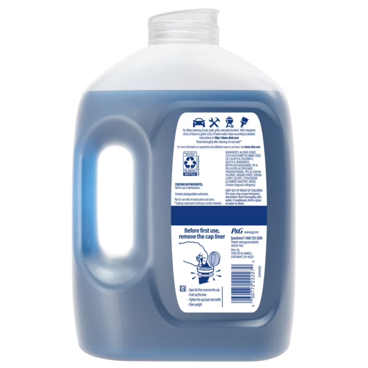 (4 Pack) Dawn Platinum, Refill Jug Dish Soap Fresh Rain, 51.5oz