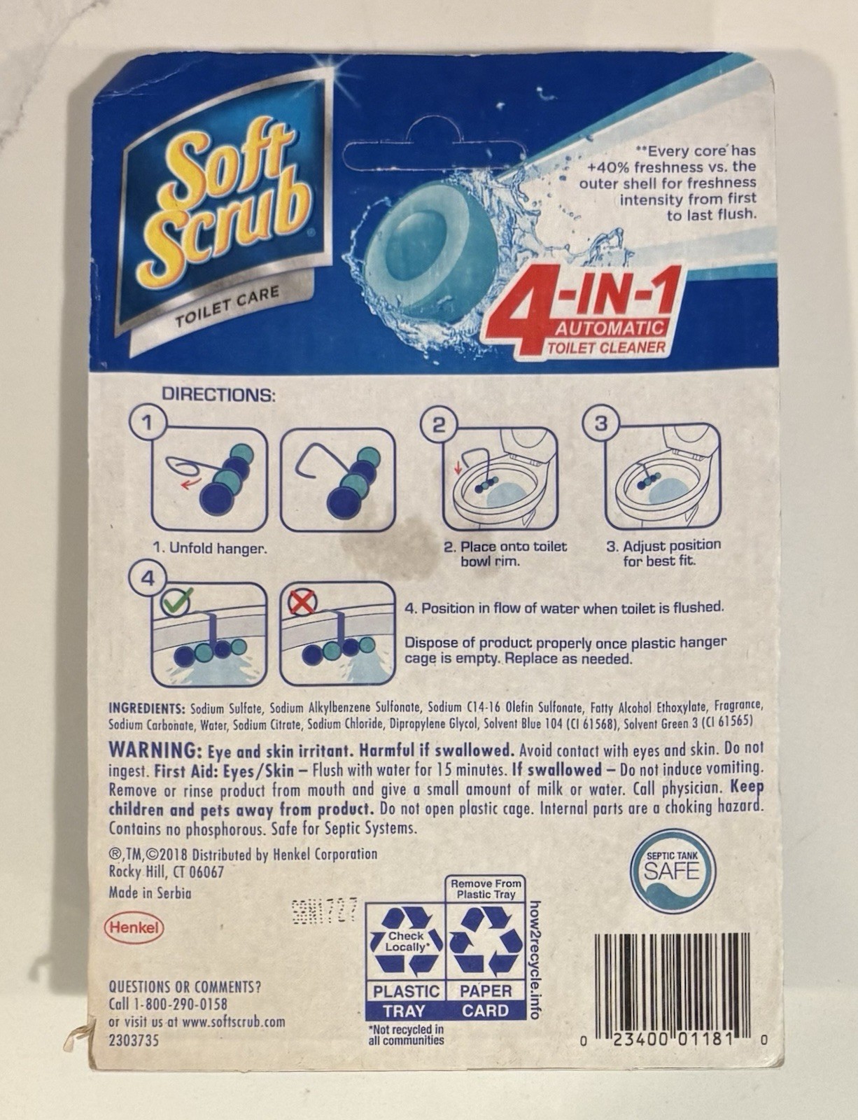 Soft Scrub 4-in-1 Rim Hanger Toilet Bowl Cleaner, Sapphire Waters, 2 Count