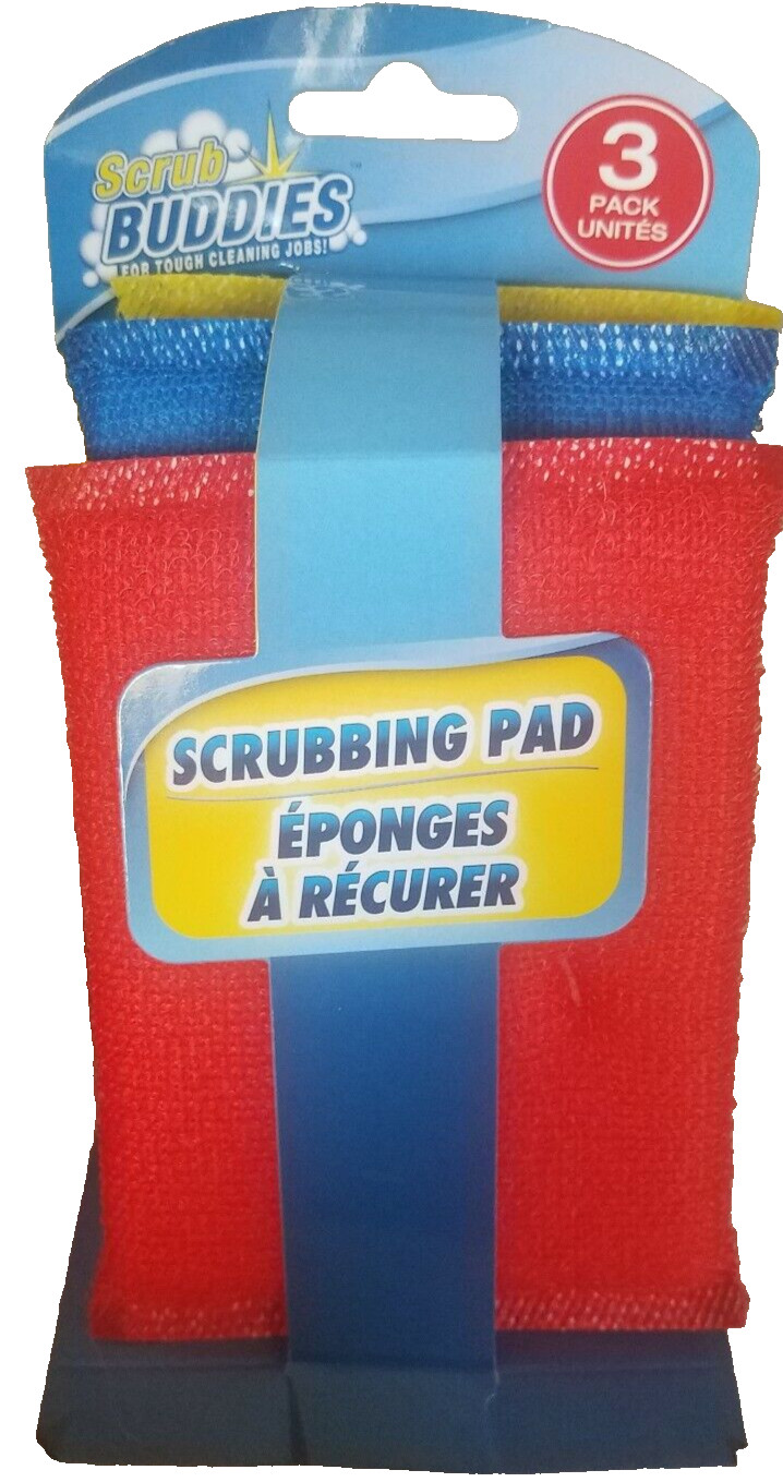 Scrub Buddies Scrubbing Pad 1ea 3 Pack(Red/Blue/Yellow)-Brand New-SHIPS N 24 HRS