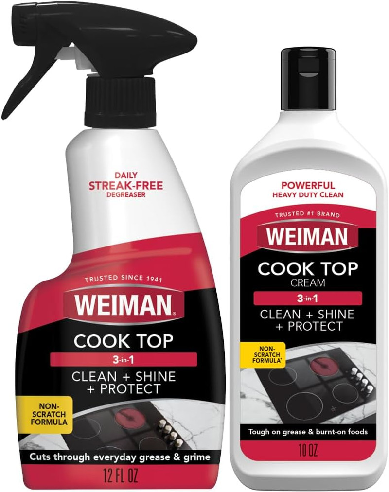 Weiman Ceramic and Glass Cooktop – 10 Ounce – Stove Top Daily Cleaner Kit – 12 O