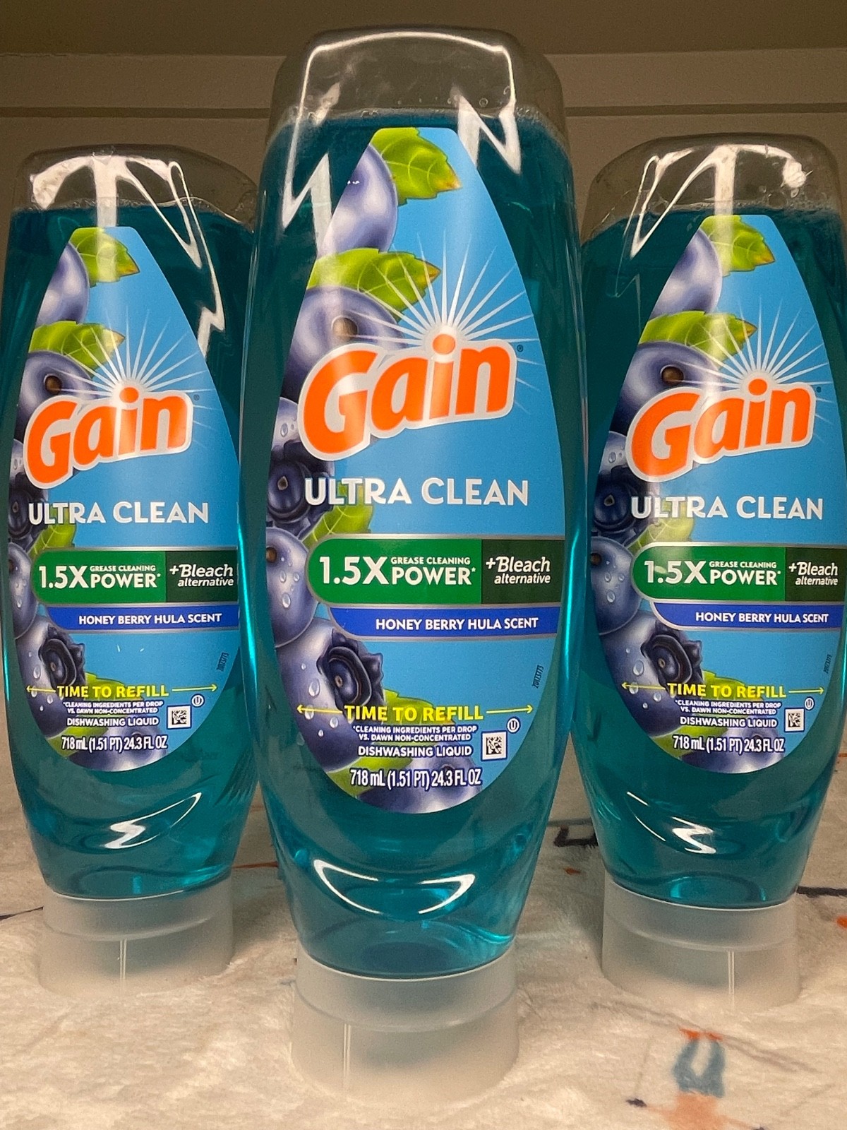 (3-PACK) Gain Honey Berry Hula EZ-Squeeze Liquid Dish Soap 24 fl oz x 3 🫐