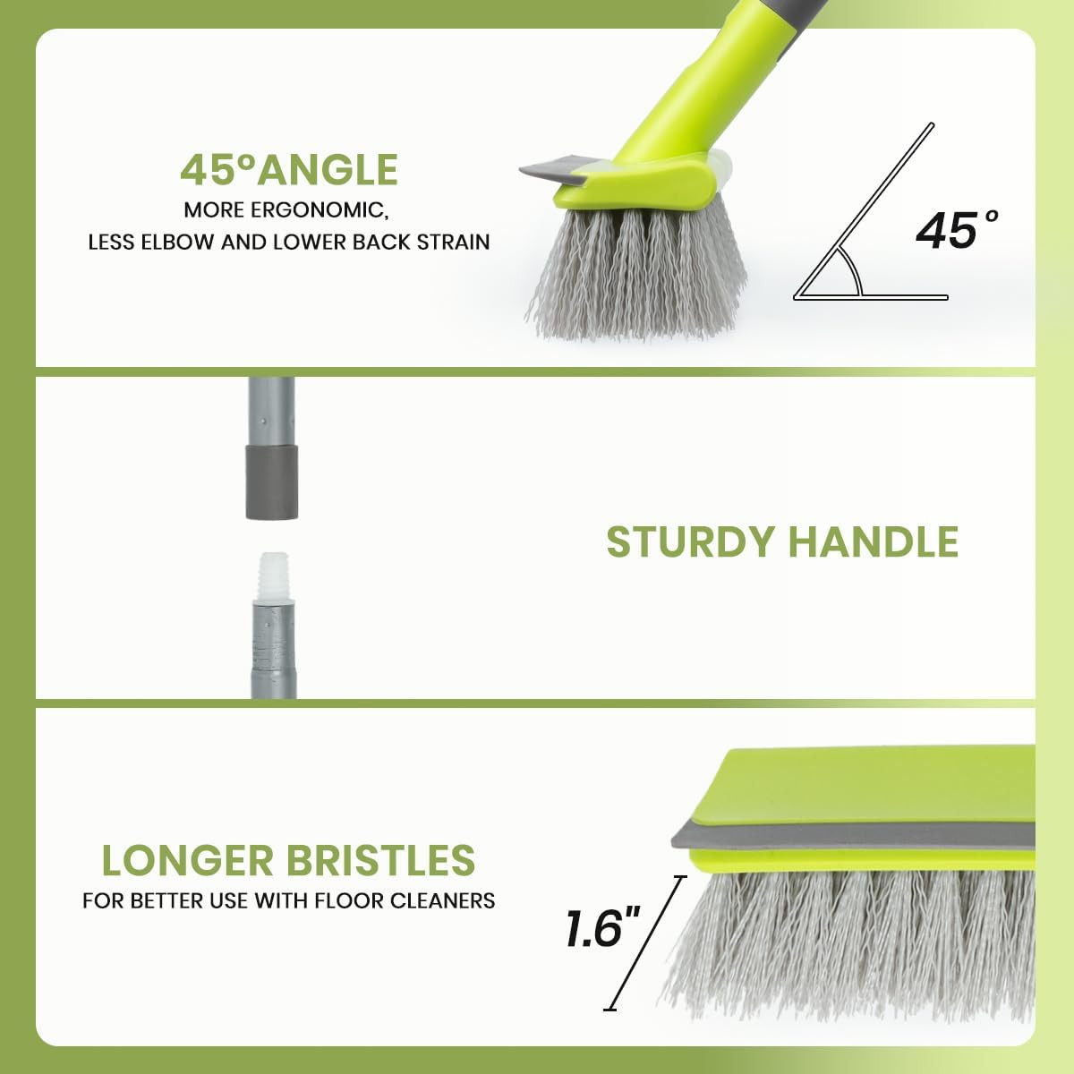 Floor Scrub Brush 2 in 1 Scrape and Stiff Bristle Deck Brush for Cleaning Concre
