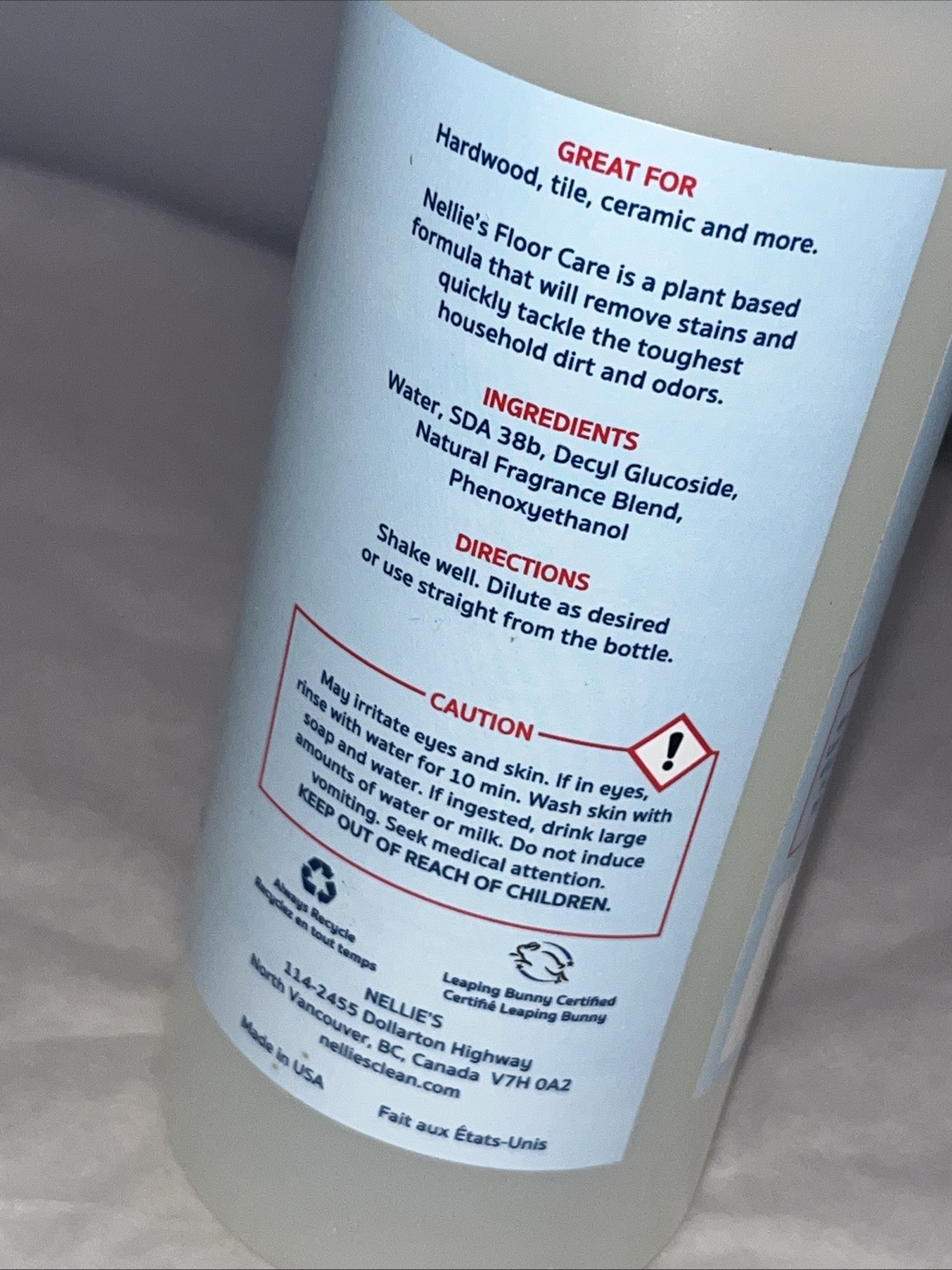 Nellie’s Floor Care – Plant-Based Cleaner 25 Fl Oz Bottle New