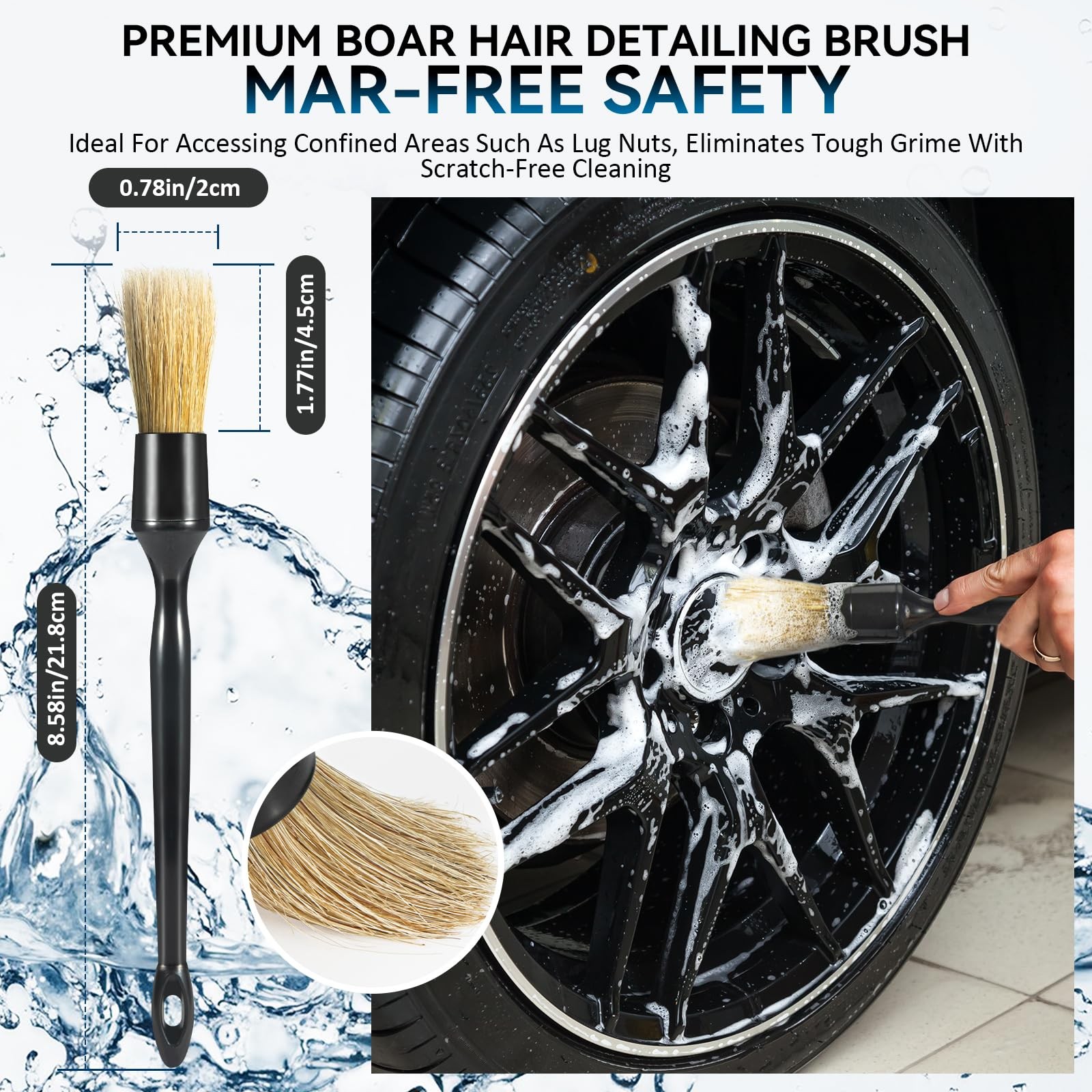 Eomarce Premium Wheel & Tire Brushes: Safe for All Vehicle Detailing