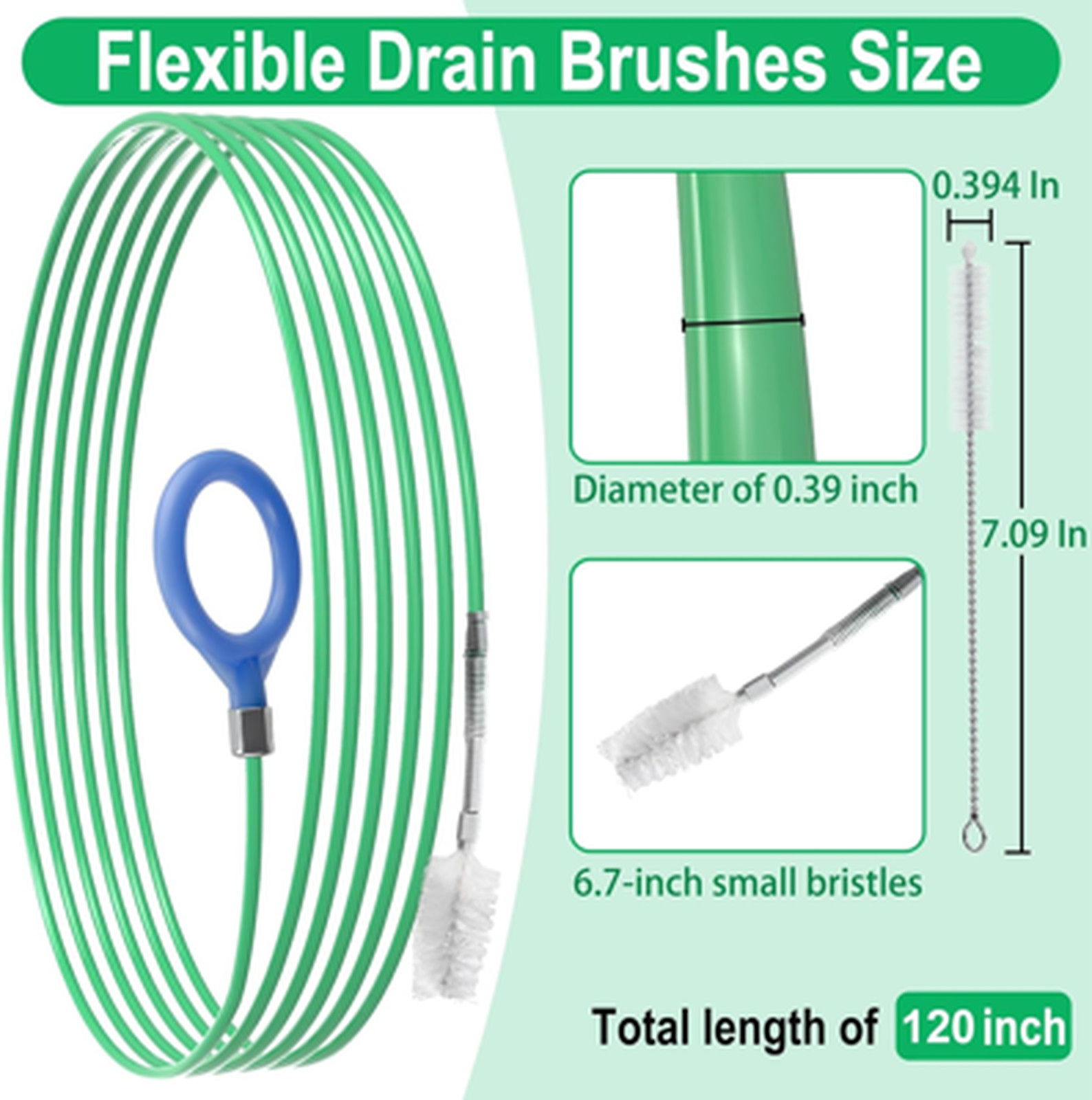 Auto Sunroof Drain Cleaning Tool, Flexible Nylon Steel Tube Brush 120 Inch, Car