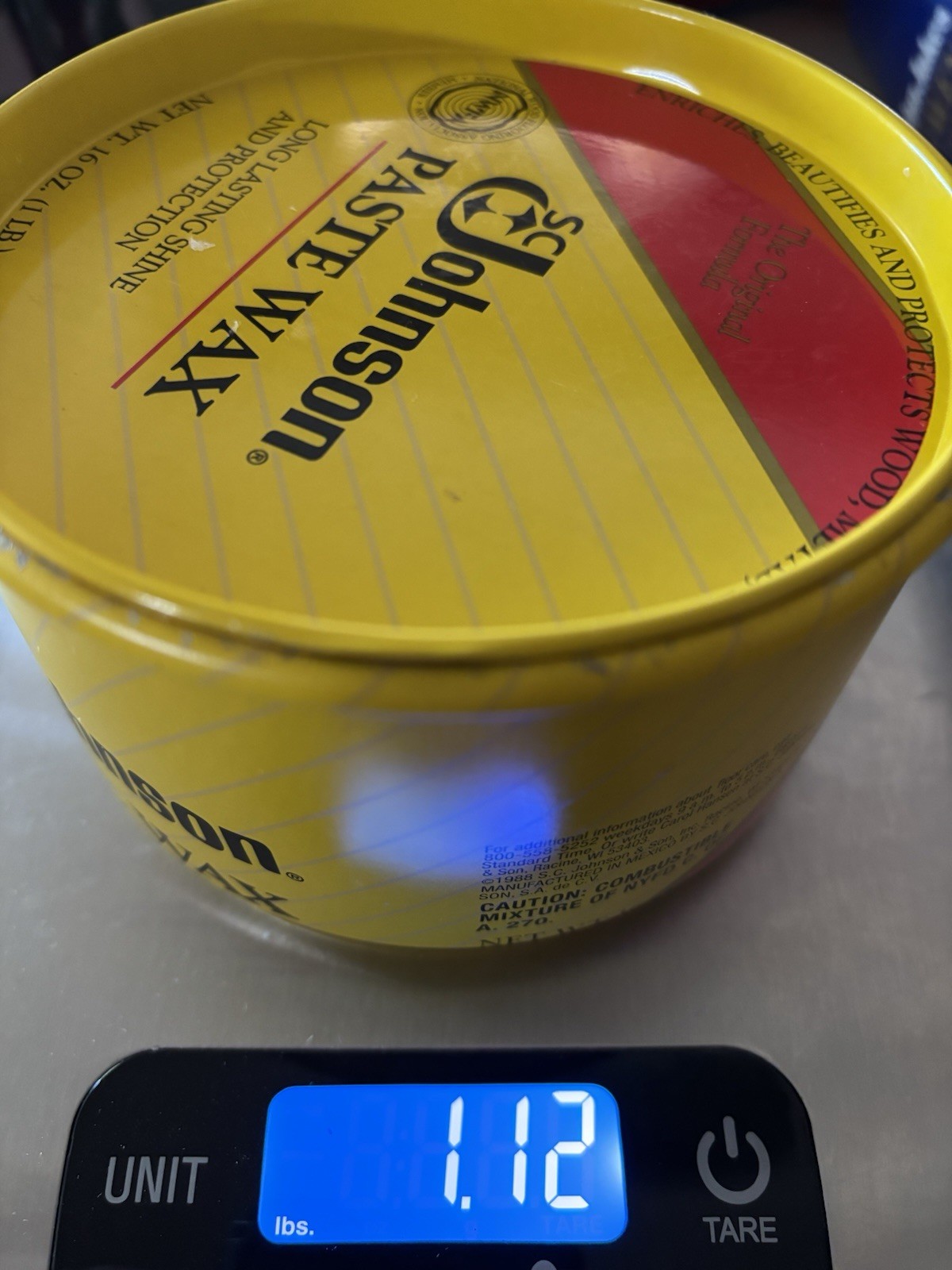 Original Formula SC Johnson Paste Wax 1.12 lb, 10% Used, SEE PICS