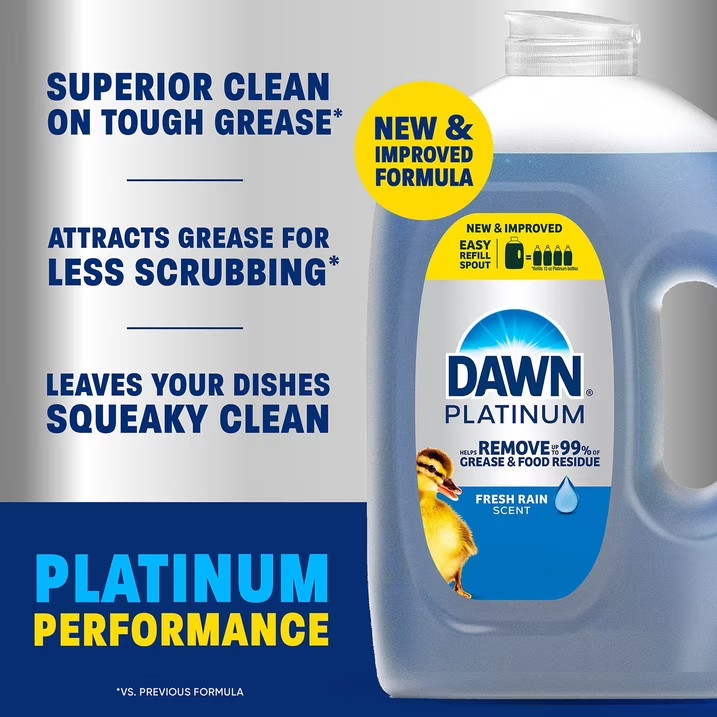 Dawn Platinum Dishwashing Liquid Dish Soap Refreshing Rain (90 oz) FREE SHIPPING