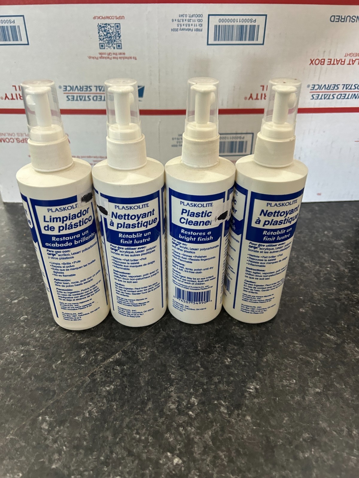 4-PACK LOT Plaskolite Plastic Cleaner 8 oz Restorer Acrylic Lexan Polycarbonate