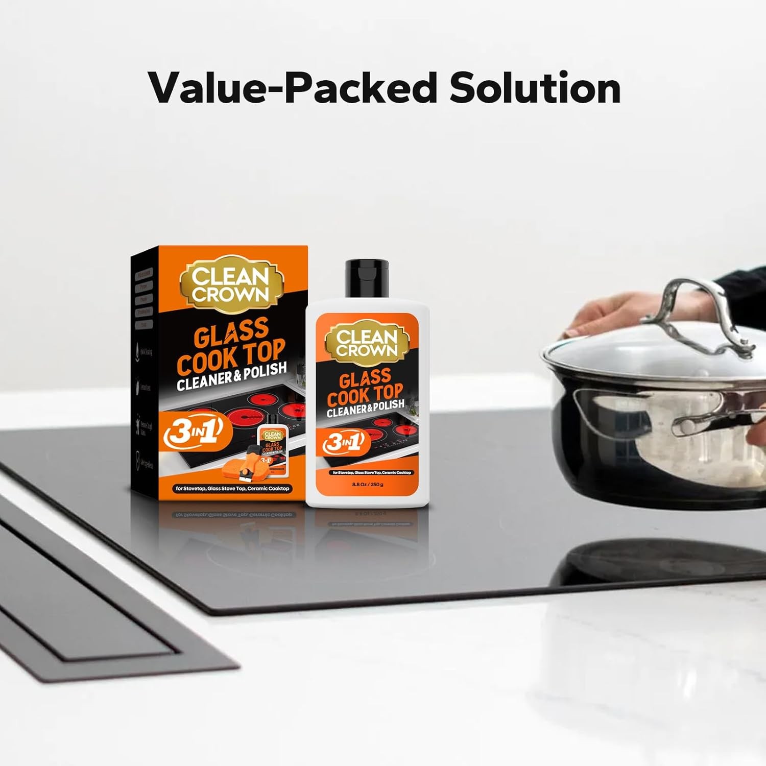 Ceramic Cooktop Cleaner Kit Glass Top Stove Scraper Pad 8.8oz 3-in-1