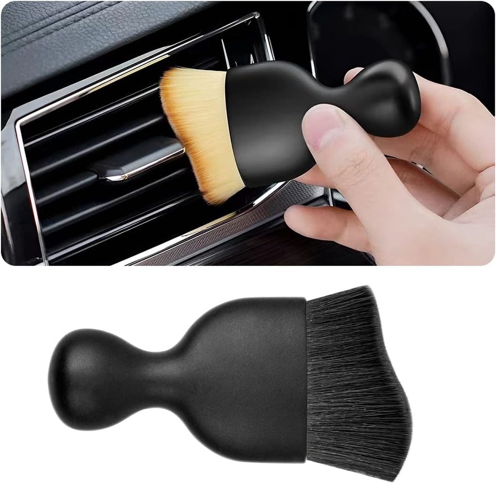 Car Interior Detailing Brush Soft Bristles Curved Dust Collector for Dashboard