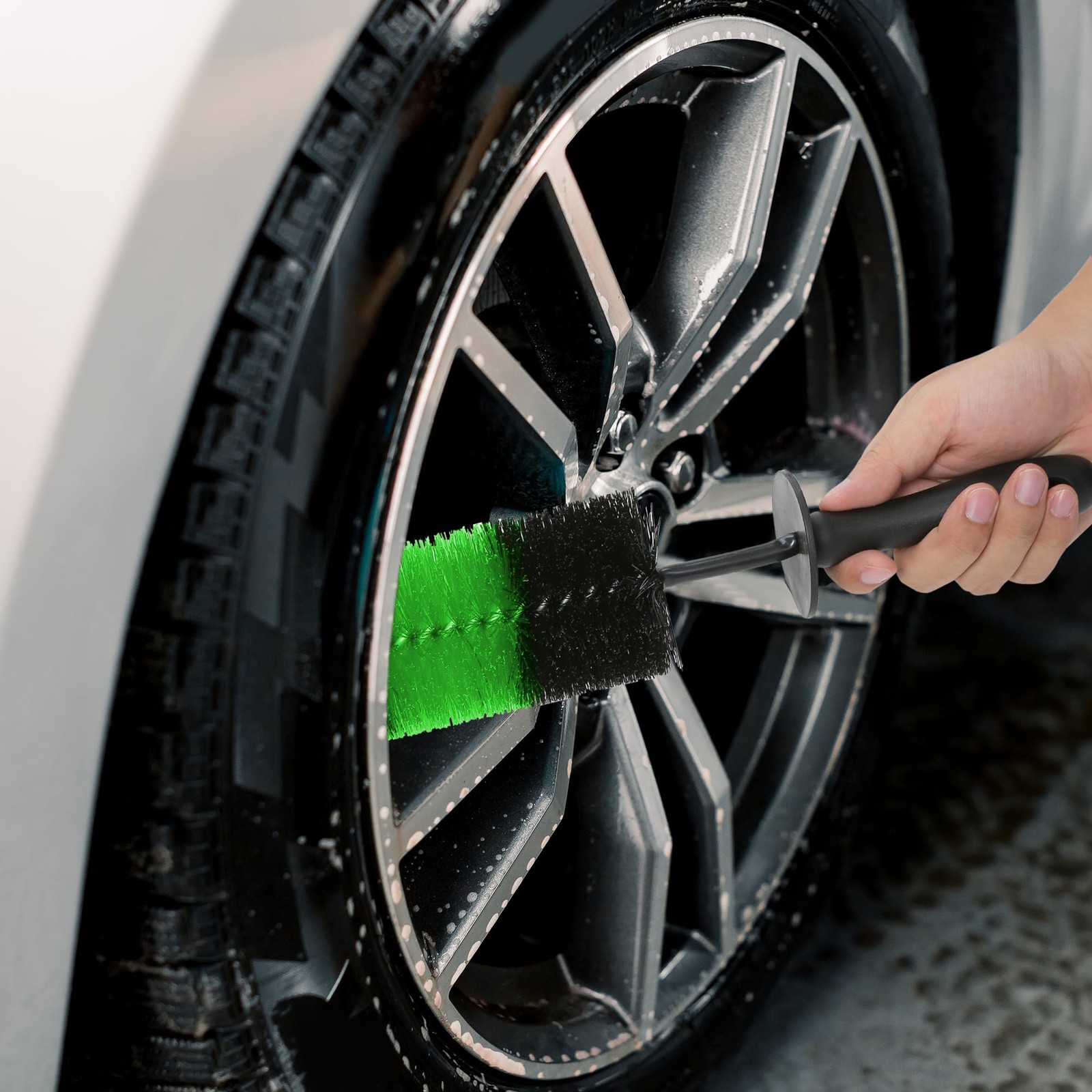 Wheel & Tire Brush Long Soft Bristles for Rims Wheel Wells Exhaust Tips Green