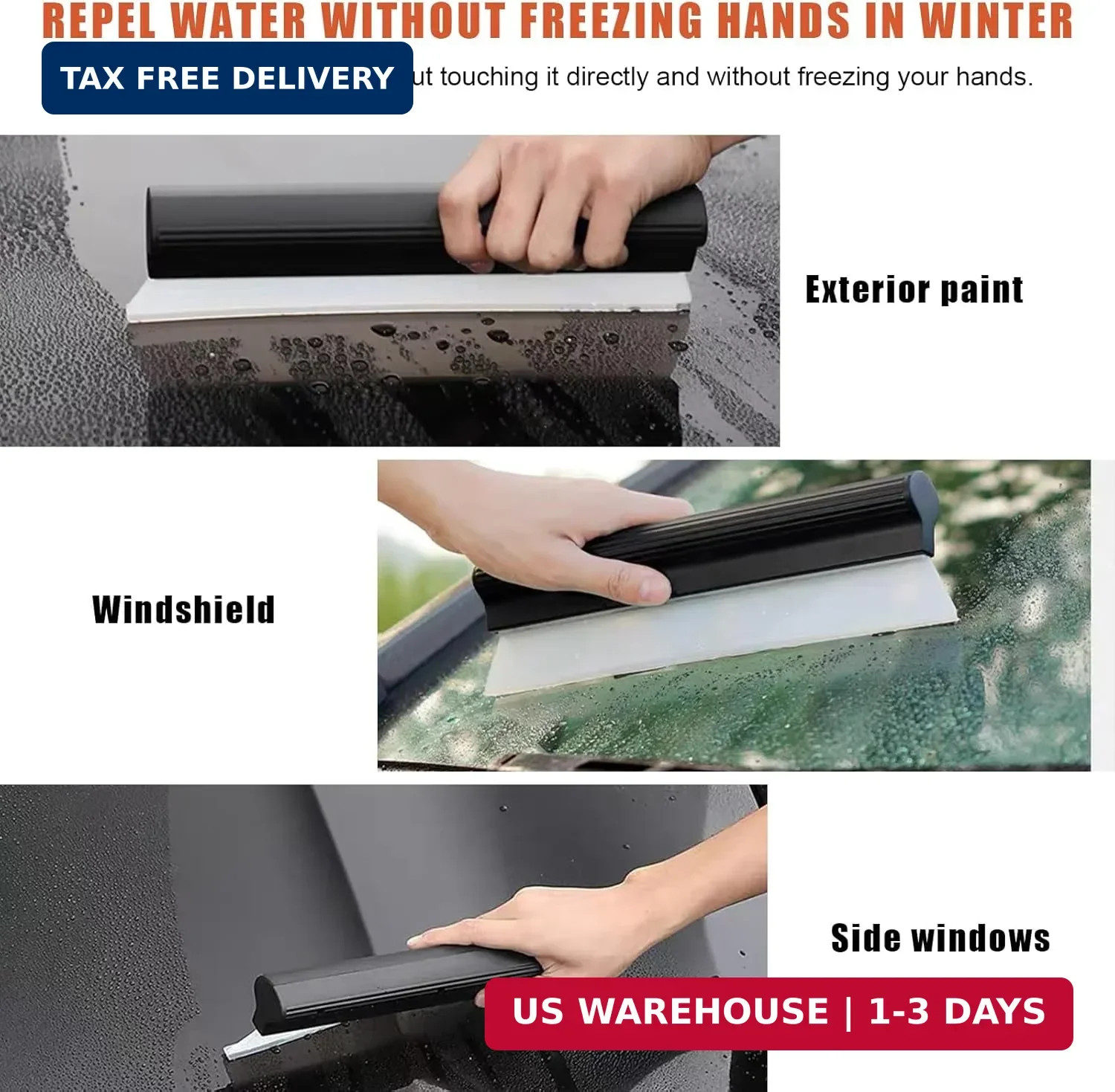 Car Water Blade Squeegee, Silicone Automotive Quick Drying Wiper Blade Squeegee,