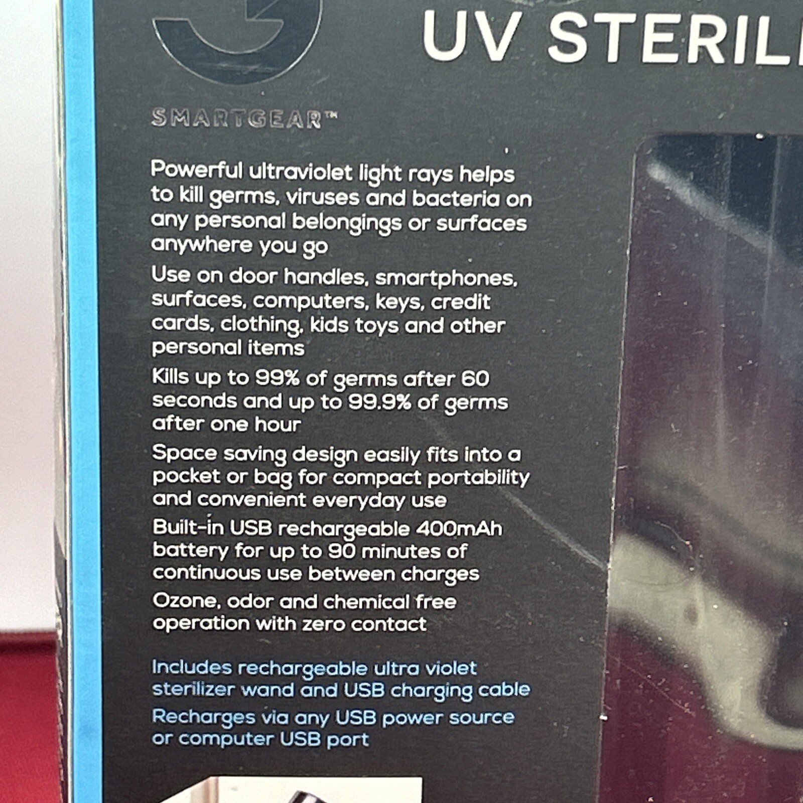 Smartgear Led Sterilization Wand New In Box Eliminates 99.9% Germs And Bacteria