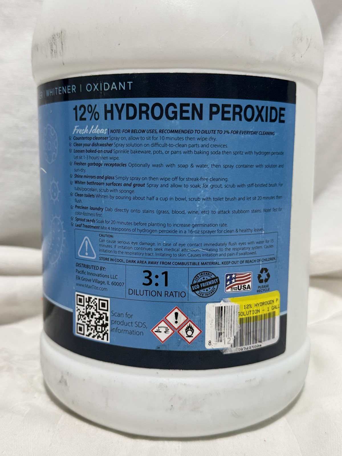 12% Hydrogen Peroxide 1 Gallon Food Grade H2O2 Extra Strength Concentrate Clean