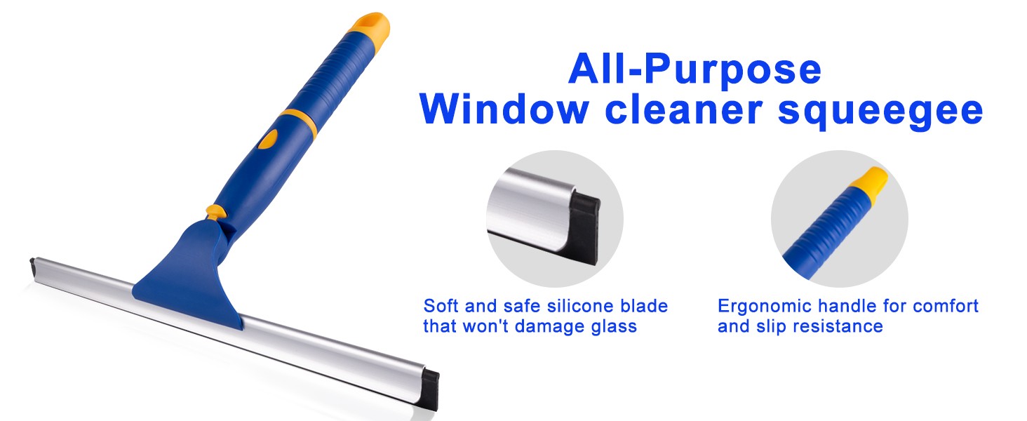 Swivel Shower Squeegee for Glass Doors, All-Purpose Anti-Slip Window Squeegee