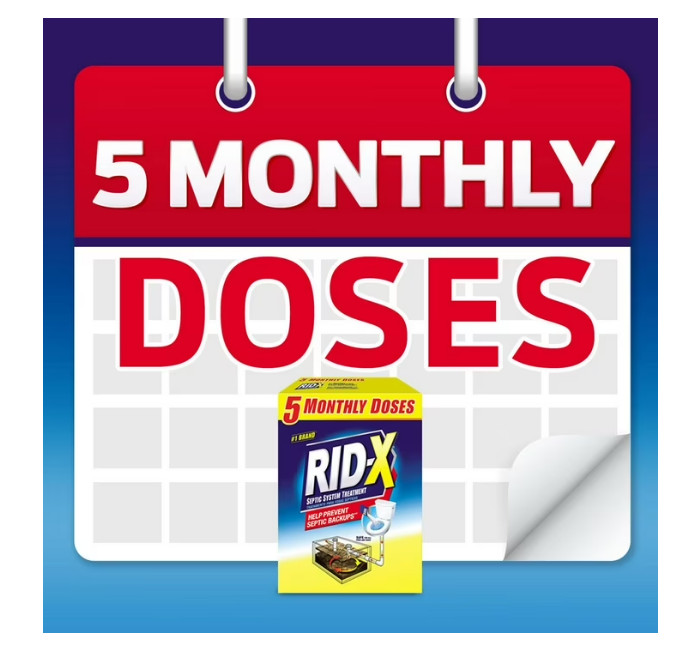 RID-X Septic Treatment, 5 Month Supply Of Powder, (49 oz.) Free Shipping RiDx