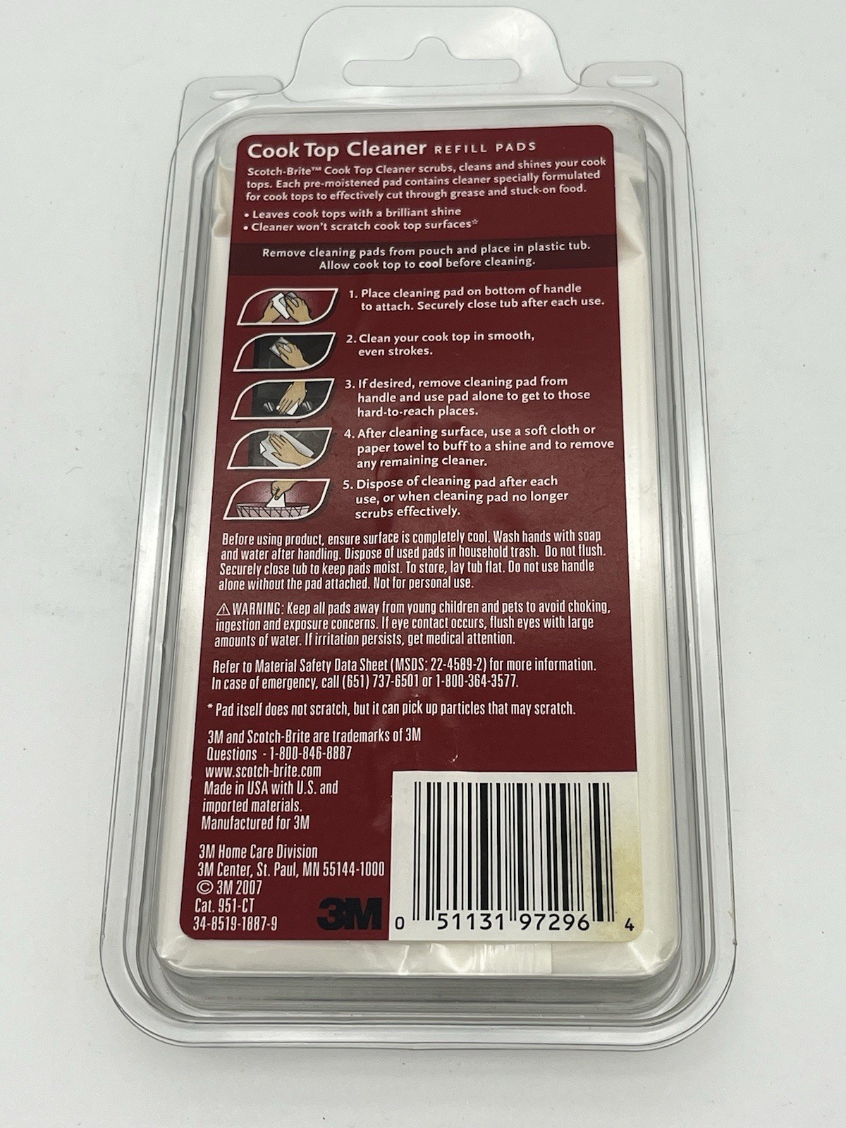 Scotch Brite Cook Top Cleaner Refill Pads 6 Pads NEW