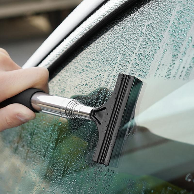 Telescopic Car Rearview Mirror Wiper Handle Window Glass Cleaner Mist Scraper