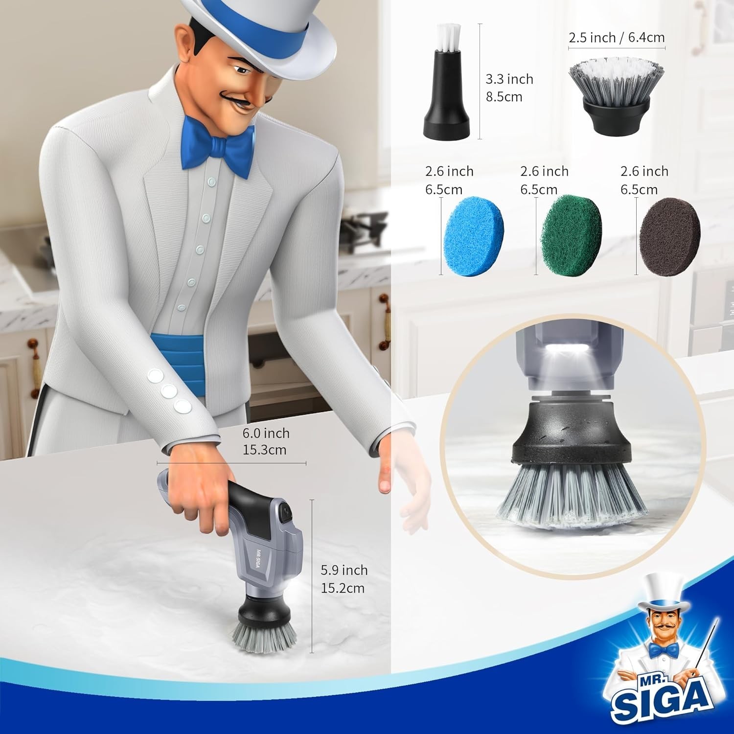 Electric Spin Scrubber for Kitchen and Bathroom Cleaning, Waterproof Recharge…
