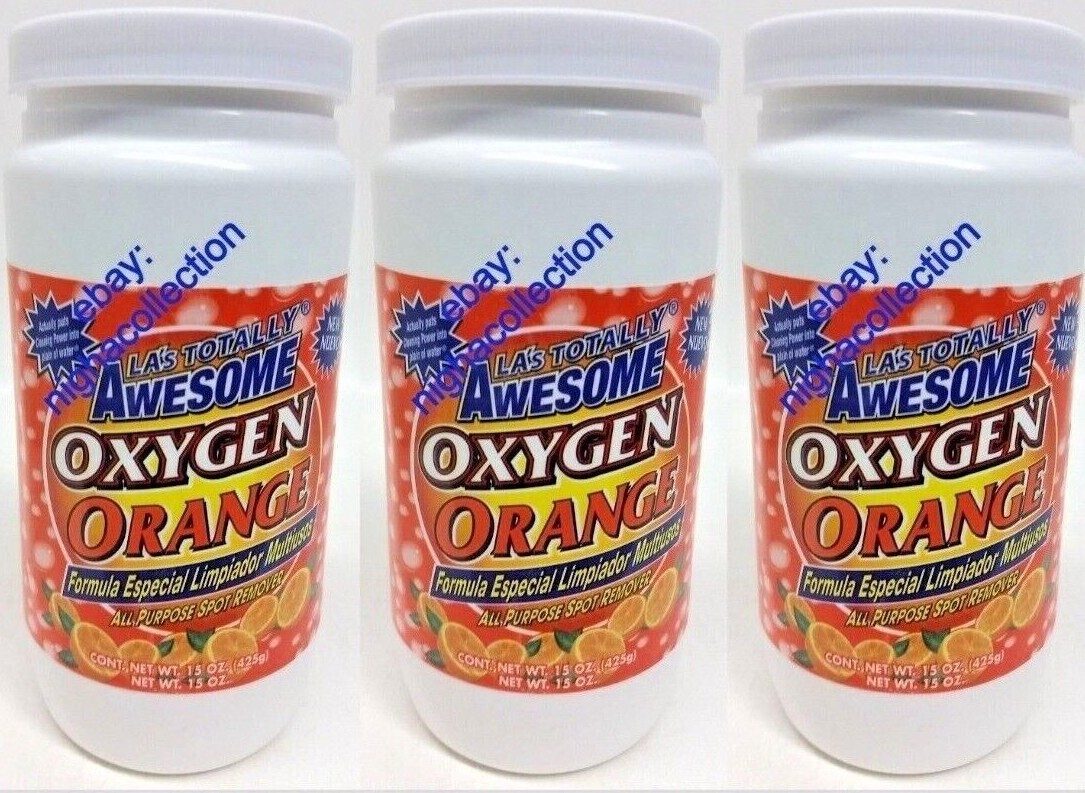 Qty 3 -LA’sTotally Awesome Power Oxygen ORANGE Base Cleaner ChlorineFree 15 ozEa